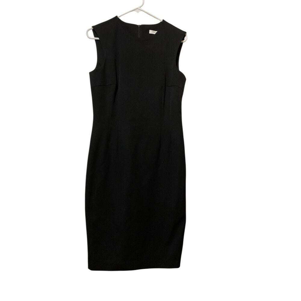 CENTRE VILLE Paris Womens Black Dress LARGE Sheath Midi Length Business Party
